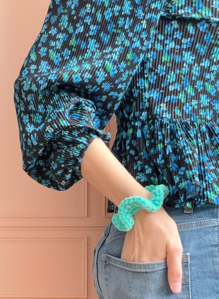 Scrunchie Francie Vert d’eau pailleté - Medium