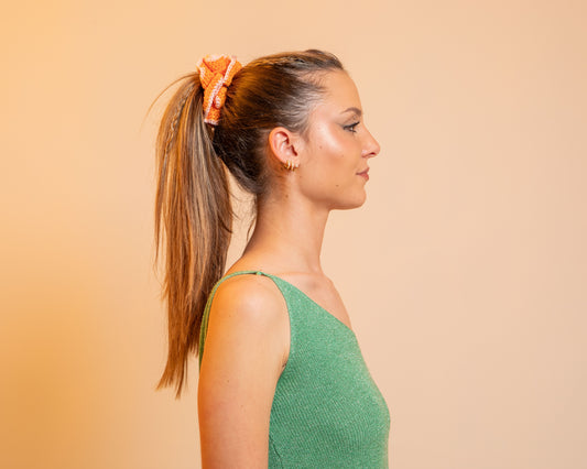 🪩 Scrunchie Dahlia - Orange et rose