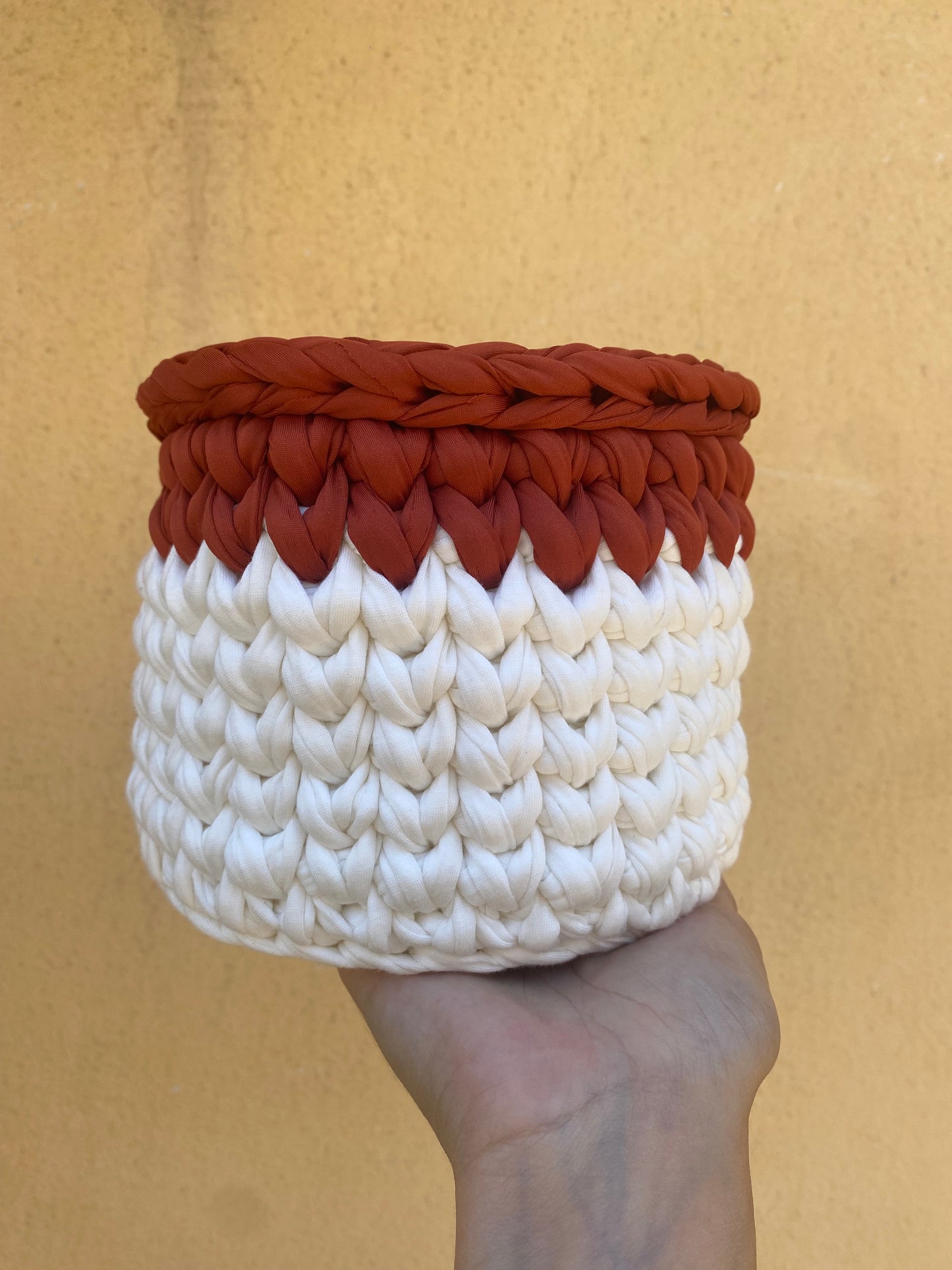 Panier Teresa blanc et terracotta