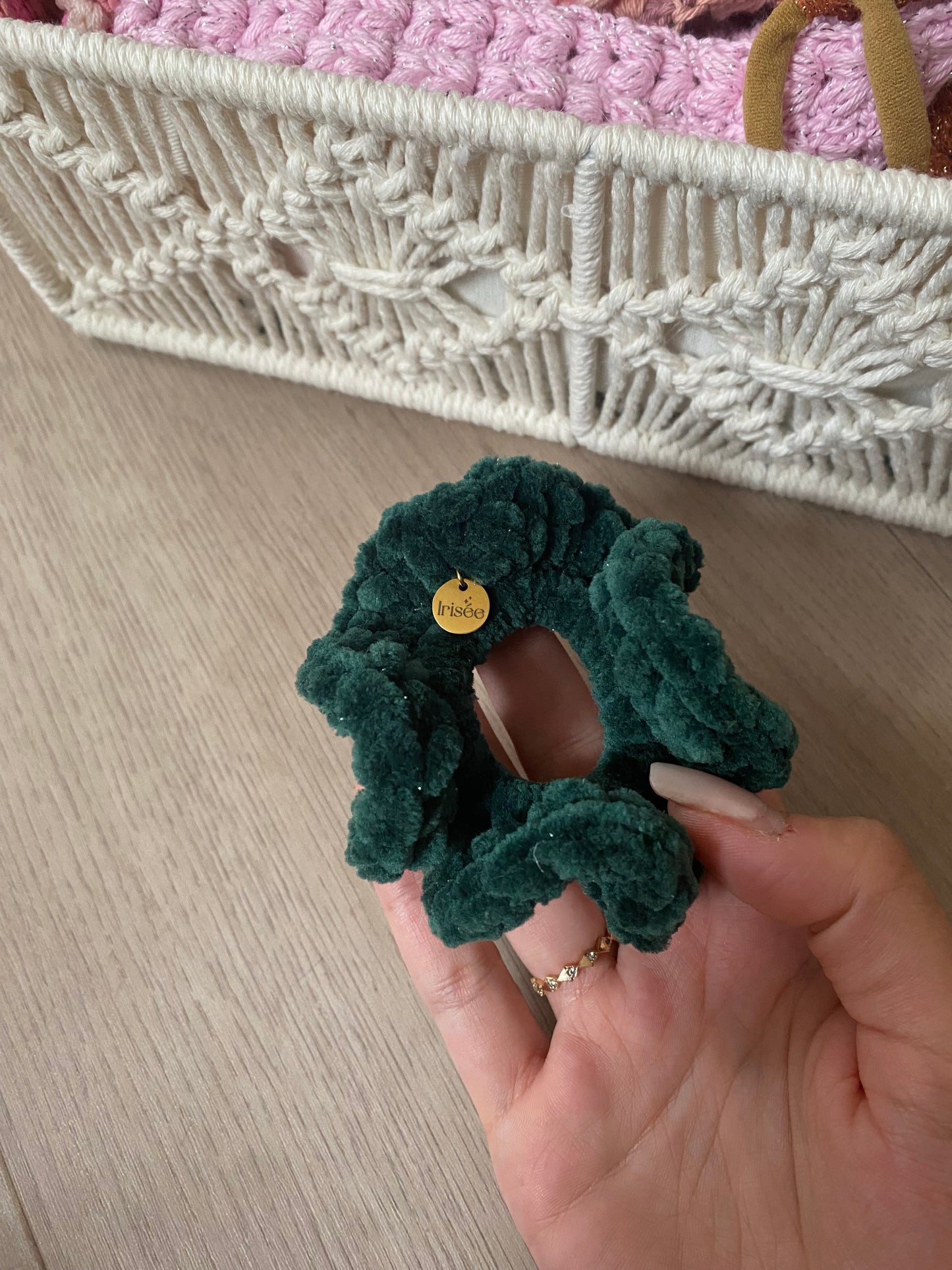 Scrunchie Francie Vert sapin pailleté - Medium