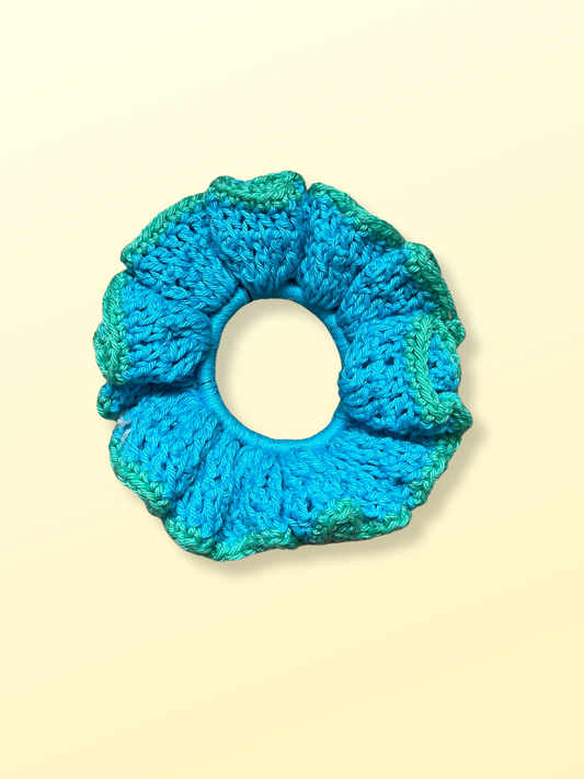 🪩 Scrunchie Dahlia - Bleu et vert