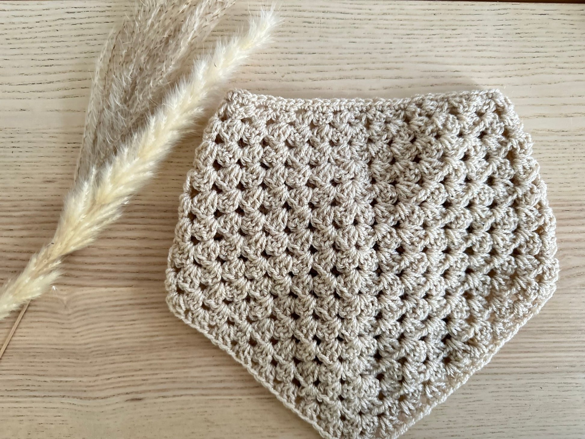 Bandana Sasha Beige à paillettes - laine, fait main au crochet 🤍 - Bandana