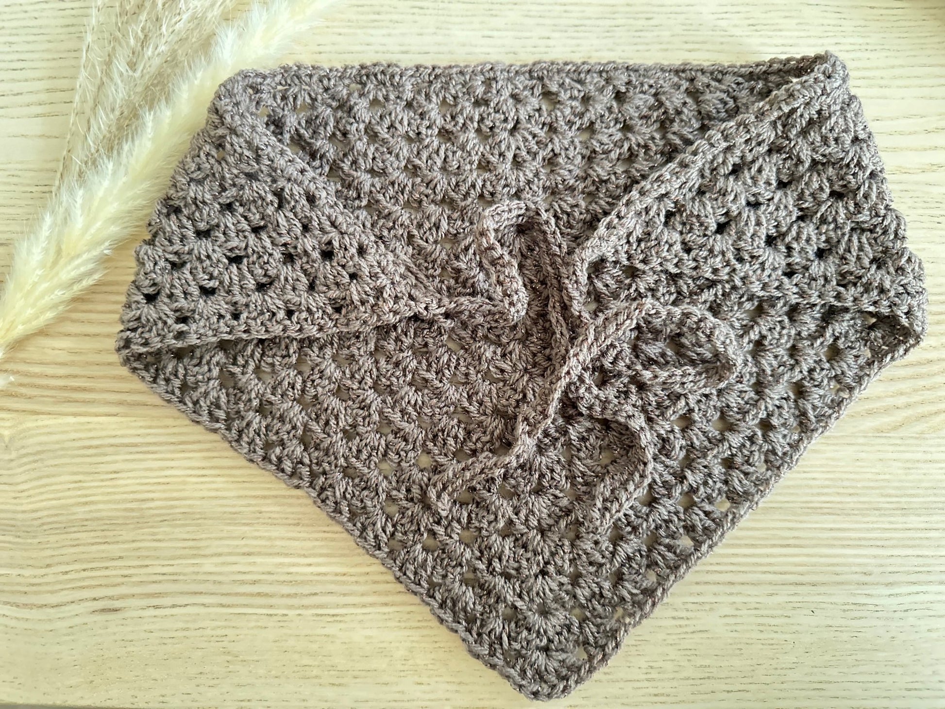 Bandana Sasha Marron à paillettes - Laine, fait main au crochet 🤍 - Bandana